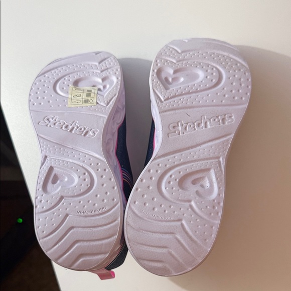Skechers Heart Lights - Navy and Pink Sneakers - Picture 9 of 15